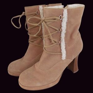 Mudd Women's Suede Ankle Boots Sz 11 Y2K Faux Fur lining